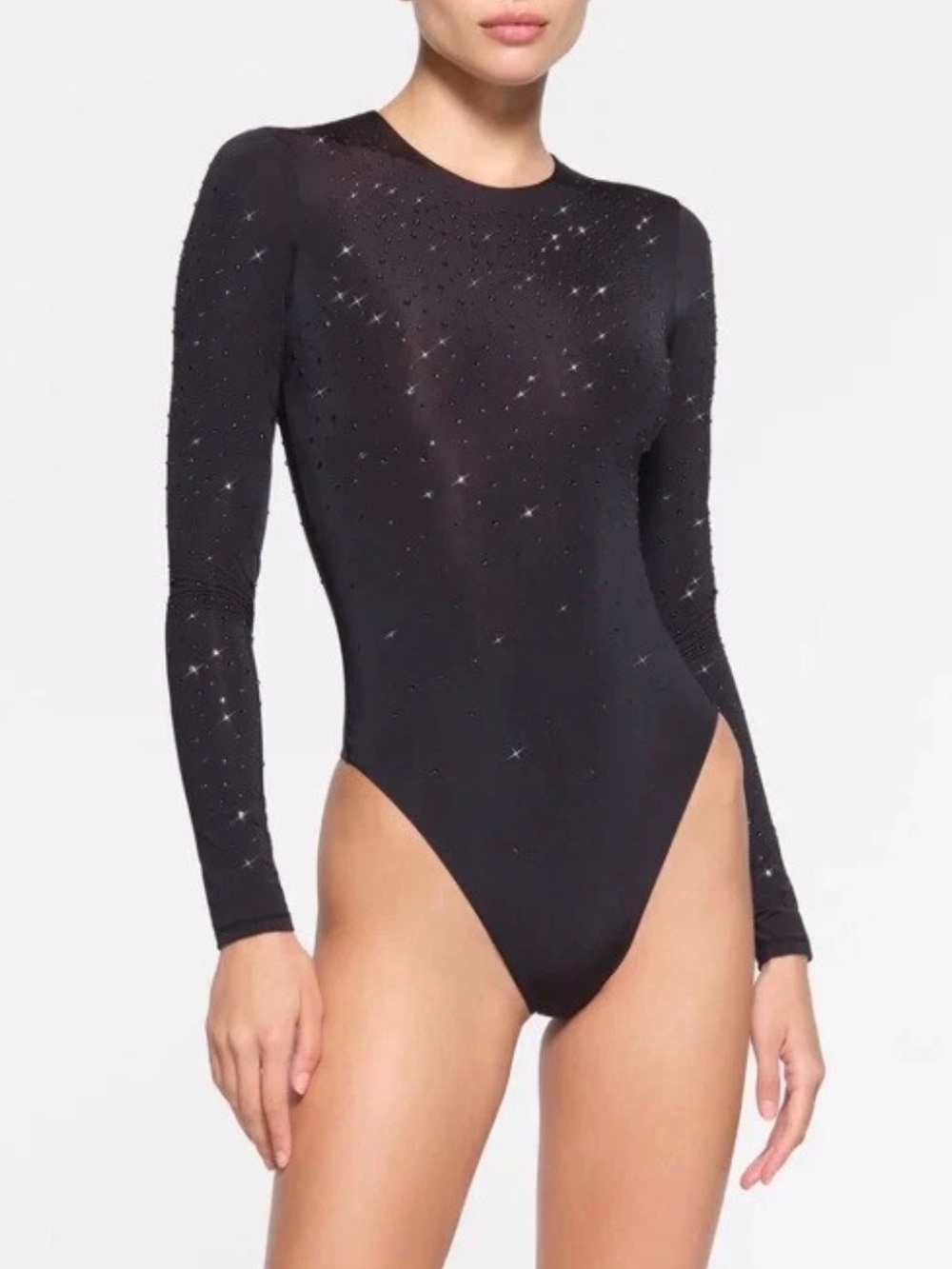 SWAROVSKI x SKIMS Black Crystal Jelly Sheer Bodysuit XXS Limited Edition NWT Box